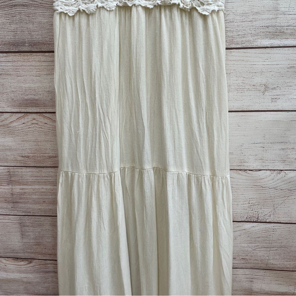 AMERICAN EAGLE CROCHET LACE BOHO COTTAGECORE MAXI DRESS IN CREAM - Picture 3 of 12